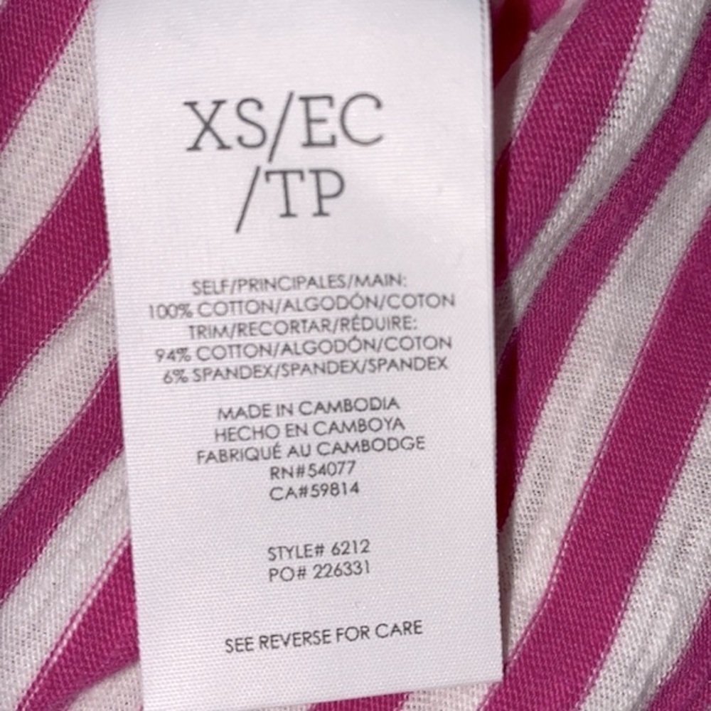 Cabi pink striped top size xsmall cotton - Picture 5 of 7